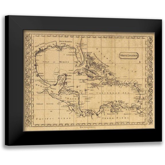 World Map 18x15 Black Modern Framed Museum Art Print Titled - West Indies 1806