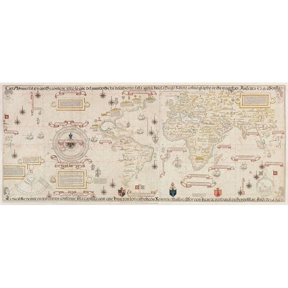 World Map 1900 by Diogo Ribeiro (24 x 10)