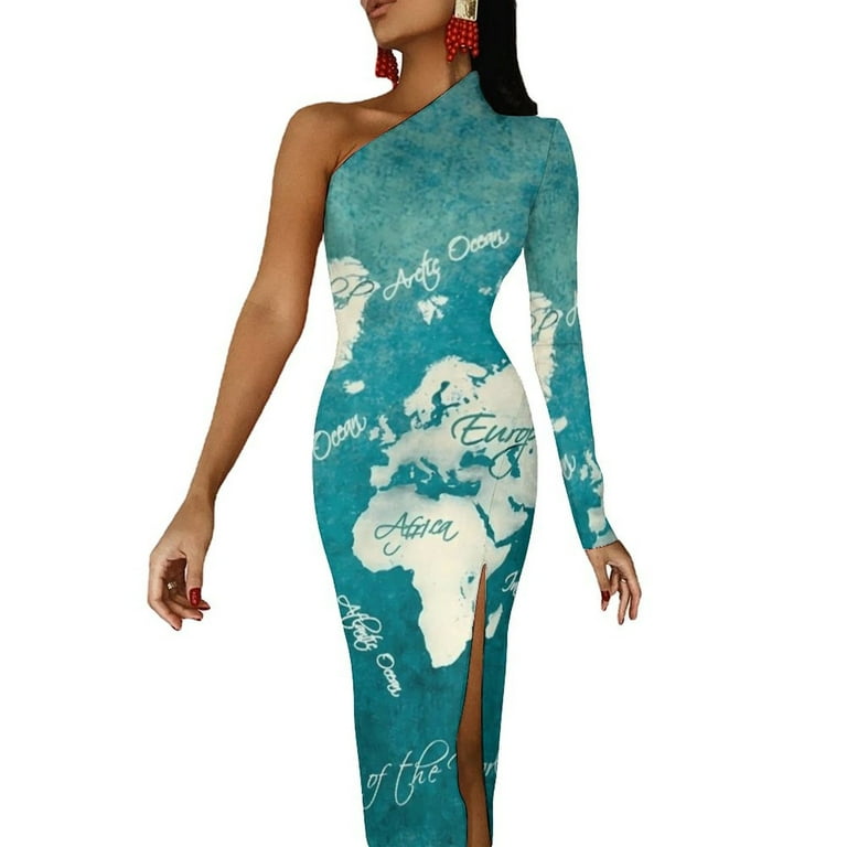 World Map 2020 Maxi Dress Long Sleeve Map of The World Streetwear Bodycon  Dresses Autumn Retro Dress Female Graphic Vestidos - Walmart.com