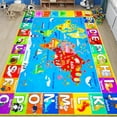 thumbnail image 1 of World Map ABC Kid Rug for Playroom 78.7"×59" Geography Classroom Play Rug Educational Baby Playmat Alphabet Rug for Primary School Fluffy Ployester Non-Slip Preschool Rug for Nursery Room, 1 of 10