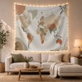 thumbnail image 1 of World Map Across an Earthy Botanical Setting, Calming Boho for Travel Lovers, Geography Wall Art, Housewarming Gift, Tapestry Wall Hanging for Bedroom and Study Room, 1 of 7