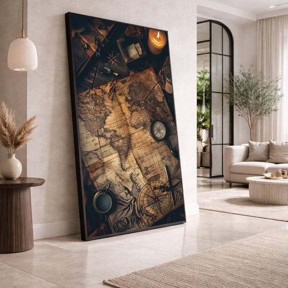 World Map Antique Navigation Explorer Travel Poster , Poster Print Only