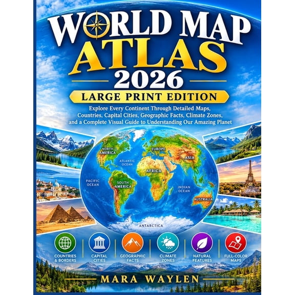 World Map Atlas 2026- Large Print Edition, (Paperback)