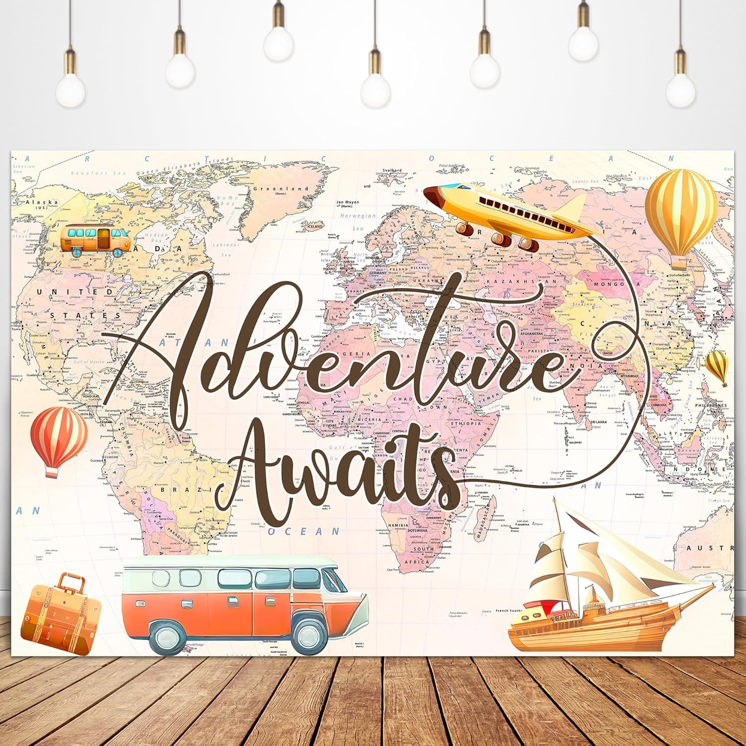 Vintage Adventure Awaits Banner - Perfekte Reisedeko Für Geburtstage & Abschiedsfeiern