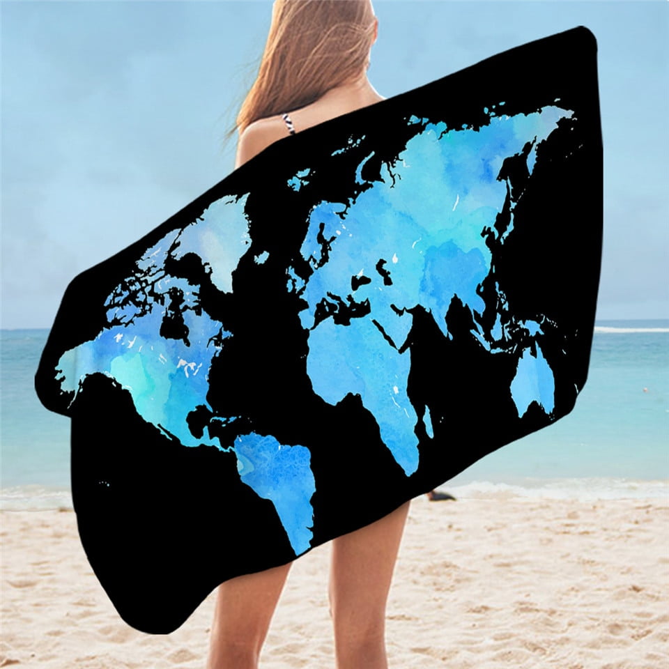 World Map Bath Towel Bathroom African Map Microfiber Beach Towel