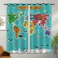 thumbnail image 1 of World Map Blackout Curtains For Girls Boy Home Decor, Animal Forest Ocean Geography Grommet Thermal Insulated Drapes Darkening Window Curtain For Bedroom Living Room 42"W x 84"L (Pack of 2), 1 of 6