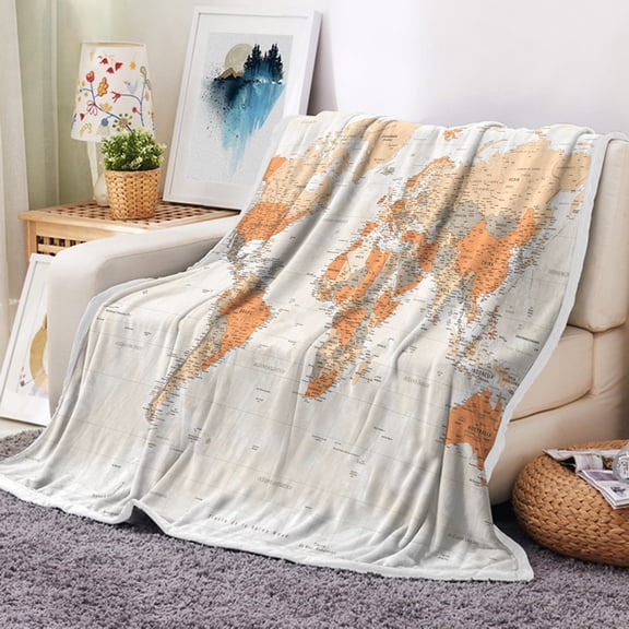 World Map Blanket for Kids Student, World Map with Countries and Major Cities Fleece Throw Blanket Educational Flannel Fleece Blanket Bed Blanket All Season Throw Blanket (50"x60")