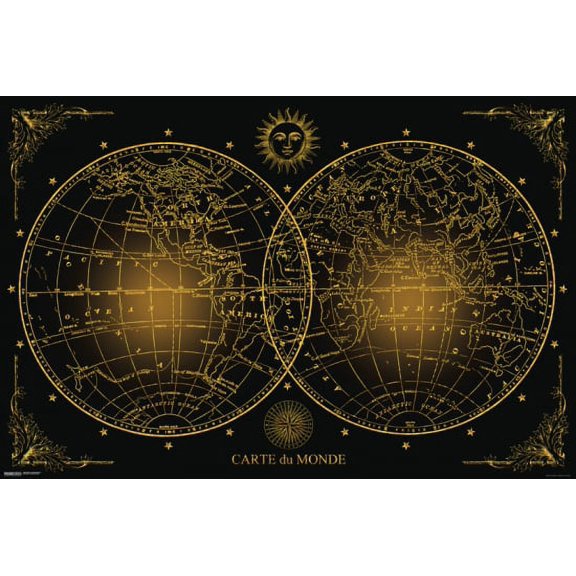 World Map - Carte du Monde Poster - 22 x 34 inches