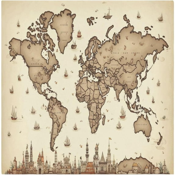 World Map Cloth Napkins Set of 4,20x20 Inches Napkins Cloth Washable Reusable Soft for Dinner,Wedding,Parties,Home Dinner,Tableative Decor Gift