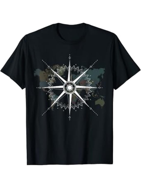 World Map Compass Sea Sailboat Nautical Sailor Sailing T-Shirt