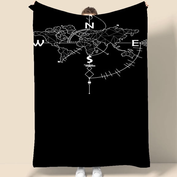 World Map Compass Tapestry 70.07 x 90.55 Inches Geometric Wall Hanging for Bedroom Living Room Office Decor