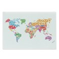 thumbnail image 1 of World Map Cutting Board, Atlas Theme Names of the Countries Europe America Africa Asia Graphic Style, Decorative Tempered Glass Cutting and Serving Board, Large Size, Multicolor, by Ambesonne, 1 of 1