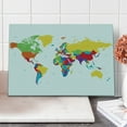 thumbnail image 1 of World Map Cutting Board, Colorful Detailed Continents Design Countries and Oceans Cartoon Illustration, Decorative Tempered Glass Cutting and Serving Board, in 3 Sizes, by Ambesonne, 1 of 5