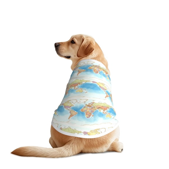 World Map Dog T Shirts Vest for Dogs Fit - Spring, Summer, Fall Wear for Large Breed X-Large