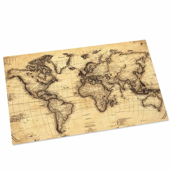 World Map Door Mat 16x24 Inch Retro Yellow Plate Line Abstract Entryway Rug with Non-Slip Rubber, Front Door Rug Indoor Floor Mats for Living Room Bathroom Bedroom Home Office