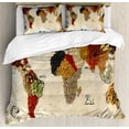 thumbnail image 1 of World Map Duvet Cover Set Queen Size, Map of World Different Spices Design with Food Symbols Bohemian Style Artwork, Decorative 3 Piece Bedding Set with 2 Pillow Shams, Multicolor, by Ambesonne, 1 of 3