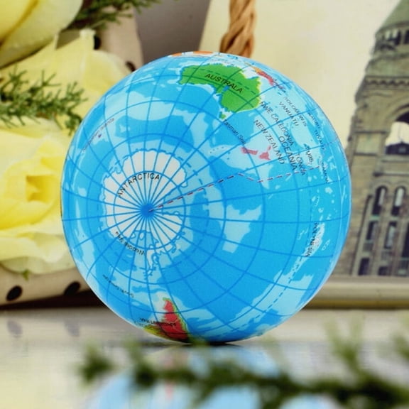 World Map Earth Globe Soft Squeeze Foam Ball Hand Wrist Exercise Stress Relief