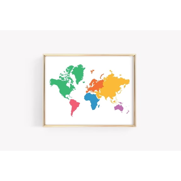World Map Education Continents Montessori Learning Material Classroom Decor, Unframed Paper Poster 8x10in