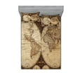 thumbnail image 1 of World Map Fitted Sheet & Pillow Sham Set, Old World Map Drawn in 1720s Nostalgic Style Art Historical Atlas Vintage Design, Decorative Printed 6 Piece Bedding Decor Set, King, Multicolor, by Ambesonne, 1 of 3