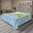 thumbnail image 1 of World Map Flat Sheet, Topographic Map of The World Continents Countries Oceans Mountains, Soft Comfortable Top Sheet Decorative Bedding 1 Piece, California King, Blue Green, by Ambesonne, 1 of 1