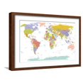 thumbnail image 1 of Art.com World Map Premium Giclee Print by ekler, Brown Frame Wall Art, 23" x 17", 1 of 5