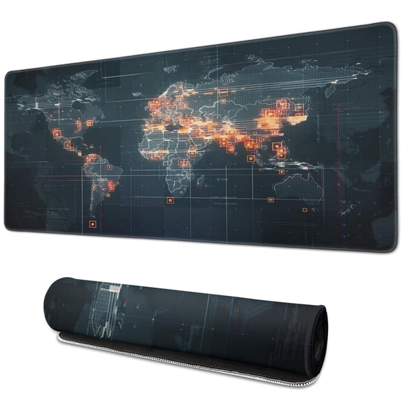 World Map Gaming Mouse Pad - Durable Stitched Edges, Non-Slip Base - Extended XXL for the Ultimate Gaming Session (31.5x11.8 Inch)