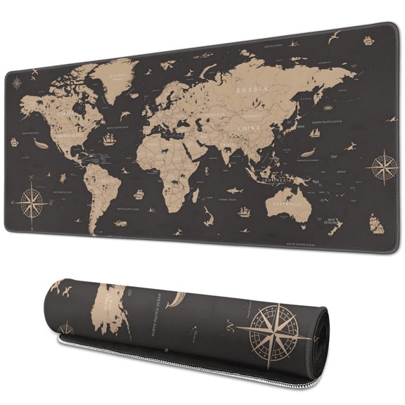 World Map Gaming Mouse Pad - Ultimate Size, Non-Slip Base, Stitched Edges - Perfect for PC and Laptop (31.5x11.8 Inch)