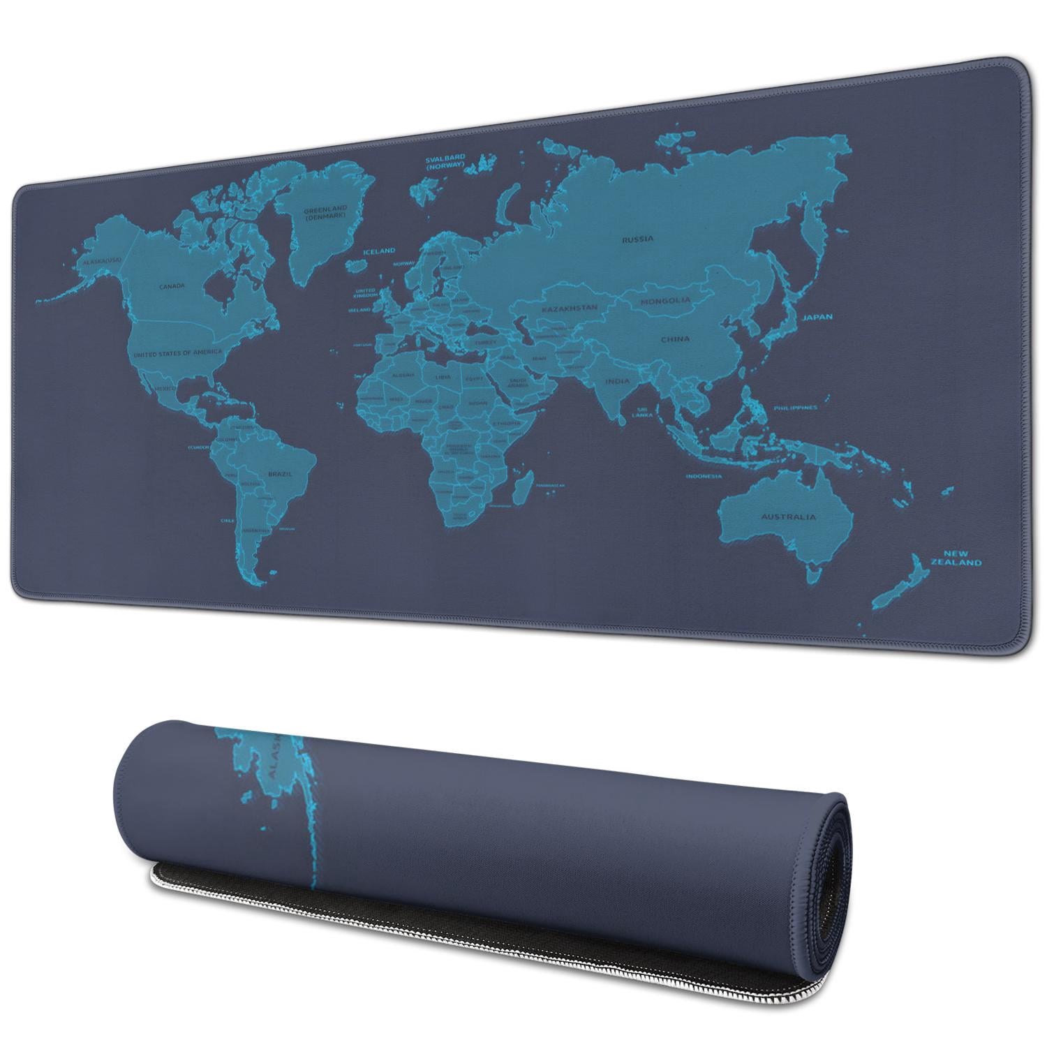 World Map Gaming Mouse Pad - Water-Resistant, Anti-Slip, Stitched Edges ...