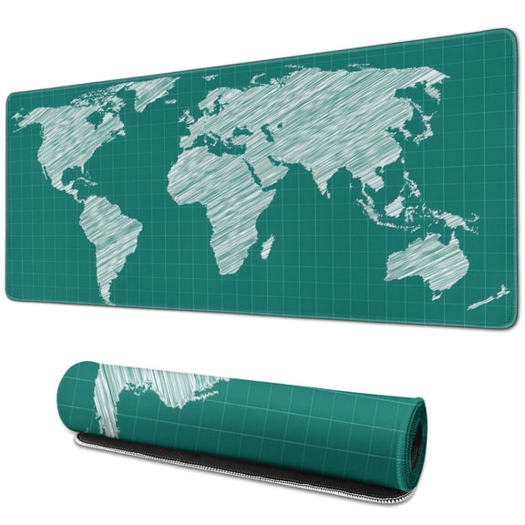 World Map Gaming Mouse Pad for Pro Gamers: XL Size, Waterproof, Anti-Slip, Stitched Edges - Perfect for Office & Home (Black, 31.5x11.8)