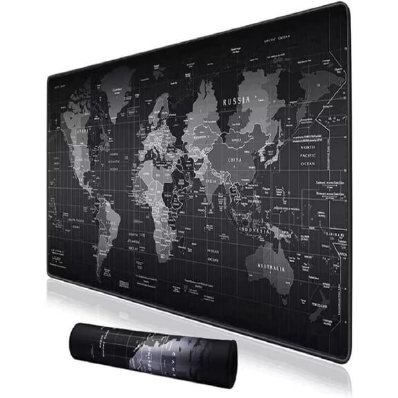 World Map Gaming Mouse Pad with Stitched Edges Non-Slip Rubber Base Extended XXL Mousepad for Computer PC Keyboard Laptop