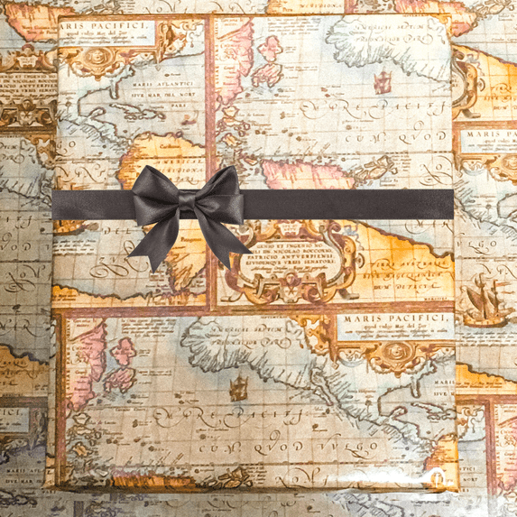 World Map Globe Travel Bon Voyage Gift Wrapping 16ft Roll Paper ...