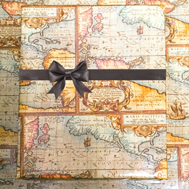 World Map Globe Travel Bon Voyage Gift Wrapping 16ft Roll Paper ...