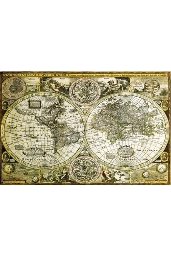 World Map Gold Historical Poster - 22 x 34 inches