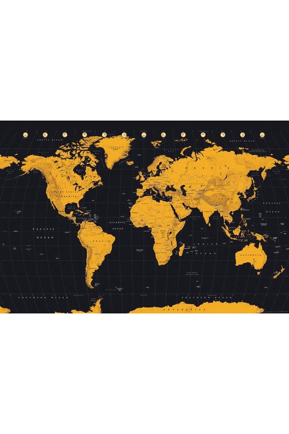 World Map Gold World Map Poster (24 x 36)