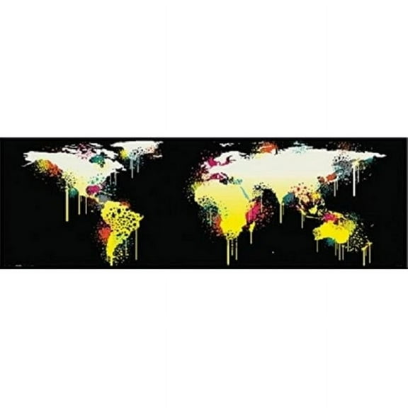 World Map Graffiti Style 12X36 Poster Print - 12 x 36 in.