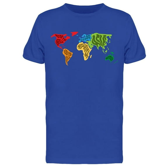 World Map In Continents T-Shirt Men -Image by Shutterstock, Male Large