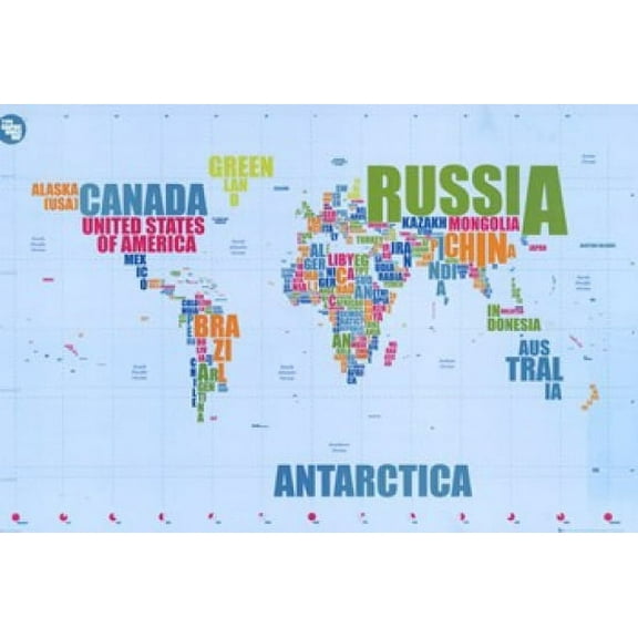 World Map _ In Words Poster Poster Print Poster - 22 x 34 inches