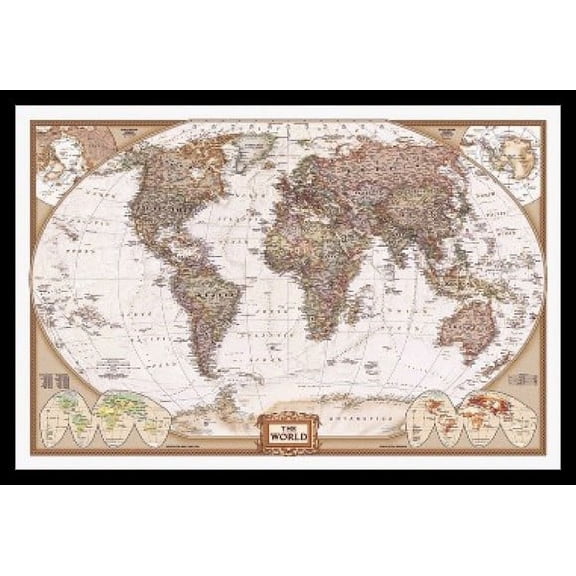 World Map Laminated & Framed Poster (34 x 22)
