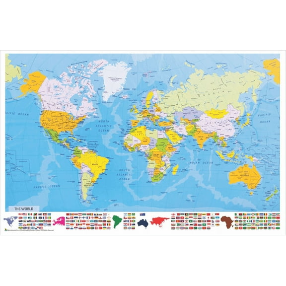 World Map Mini Poster- 17" x 11"