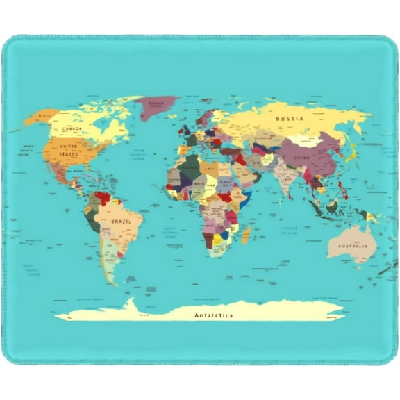 World Map Mouse Pad with Stitched Edge Mousepad Gaming Accessories Waterproof Non-Slip Rubber Base Office Mousepad for Laptop, Computer and PC, 9.8''''x7.9'''' World Map with Countries