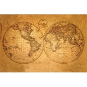 World Map Old Poster Print - 24 x 36 in.