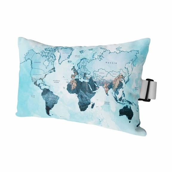 World Map Outdoor Chaise Lounge Pillows Blue Map Abstract Lumbar Pillows with Insert Adjustable Elastic Strap Headrest Pillow for Recliner Patio Chair 1 Pack 11x16 Inch