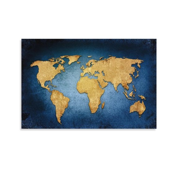 World Map Poster Decorative Painting Canvas Wall Art Living Room Posters Bedroom Painting,Unframe-style,12x18inch(30x45cm)