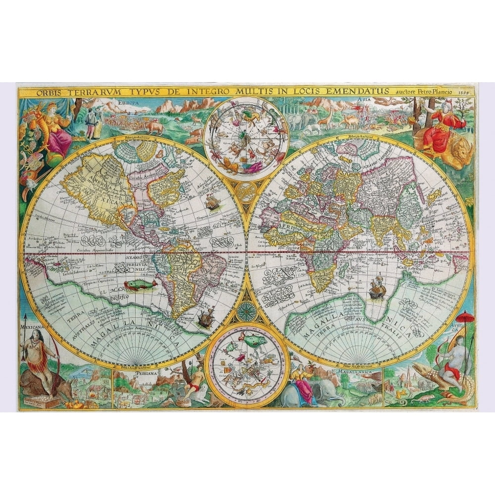 Peter Ramus Map World Map Poster Print by Petrus Plancius - Walmart.com