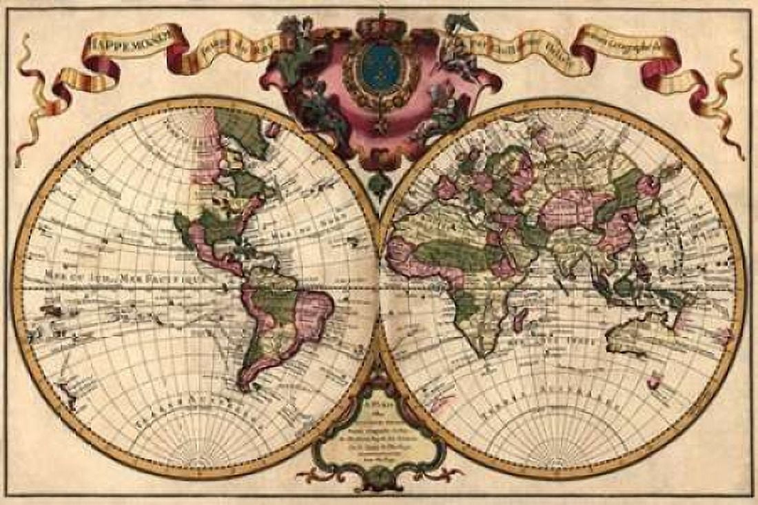 World Map Prepared for then French King Canvas Art - Guillaume De LIsle (12 x 18)