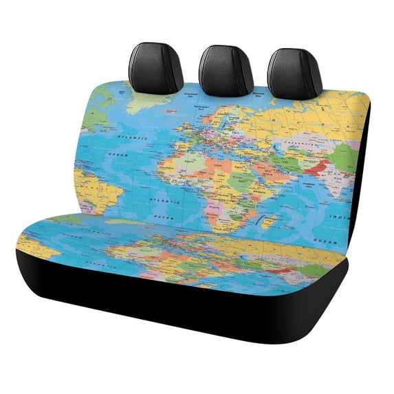 World Map Print Print Car Accessories Car Rear Seat Covers Fashion Auto Back Seat Protector Decoration Universal Auto Interior