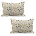 thumbnail image 1 of World Map Quilted Pillowcover Set of 2, Pattern Vintage Globe Atlas Theme Airship Knots Ribbon Retro Print, Standard Queen Size Pillow Cover for Bedroom, 30" x 20", Beige Olive Green, by Ambesonne, 1 of 1