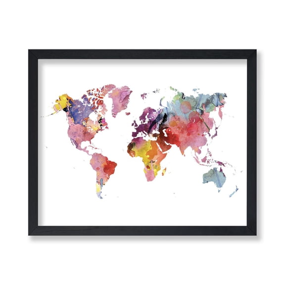 World Map Rainbow Vibrant Travel Decor