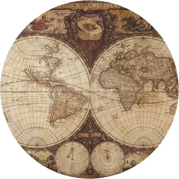 World Map Round Decal - XLarge