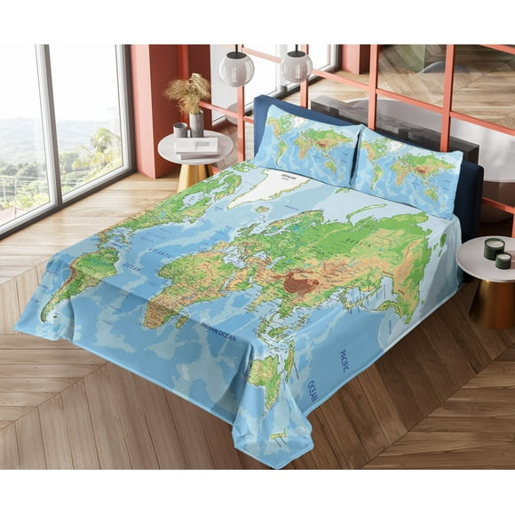 World Map Bed Sheets